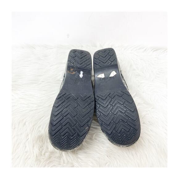 Dansko 37 7 US Black/Silver Womens Leather Block Print Professional Comfort Clog - Picture 14 of 16